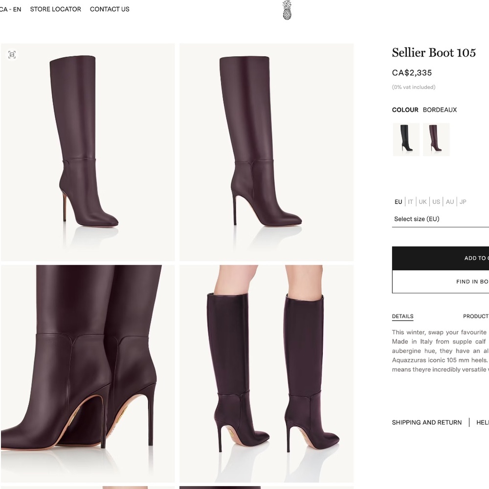 Aquazzura 105mm Sellier Boots BORDEAUX size 37 (US 7) *GREAT CONDITION! CLASSIC
